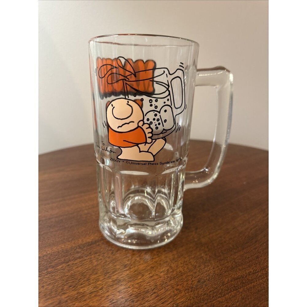 Vintage 1979 Ziggy Macho Mug Beer Beverage Large Heavy Glass 32oz